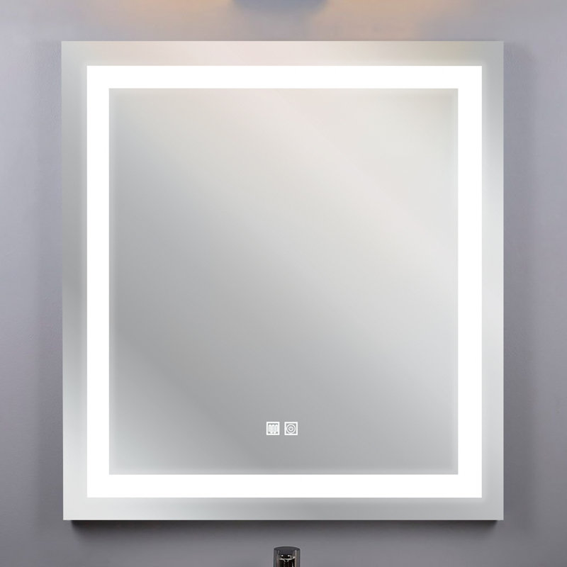 Wrought Studio Rhiannan Modern Frameless Lighted Bathroom Mirror Wayfair